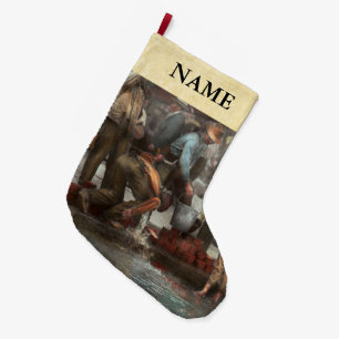 City - NY - Drinking water from a street pump 1910 Large Christmas Stocking