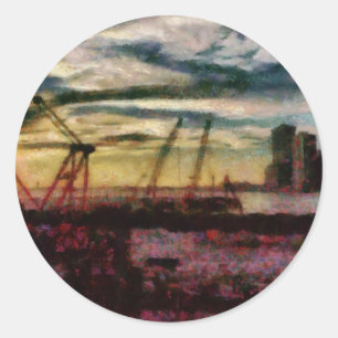 City - NY - Overlooking the Hudson Classic Round Sticker