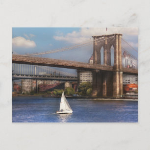City - NY - Sailing under the Brooklyn Bridge Postcard