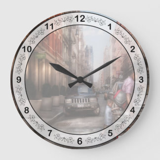 City - NY - Walking down Mercer Street Large Clock
