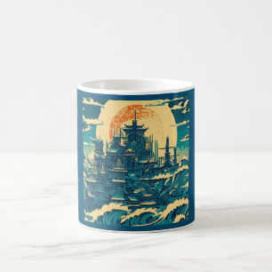 City of Atlantis 2 - Woodblock Style Coffee Mug