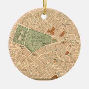 City of Boston Vintage Map Ceramic Ornament