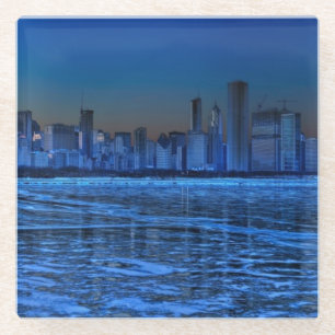 City of broad shoulders and lake Michigan Glass Coaster