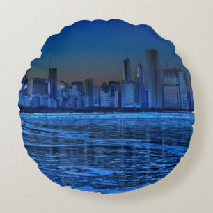 City of broad shoulders and lake Michigan Round Pillow