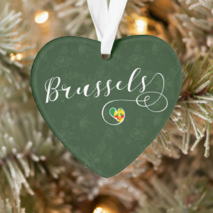 City of Brussels Flag In Heart Ornament
