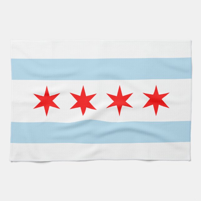 City of Chicago Illinois Flag Kitchen Towel (Horizontal)