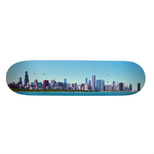 City of Chicago, Illinois Skyline Panorama Skateboard