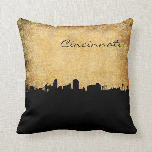 City of Cincinnati Ohio Skyline Rustic Pillow