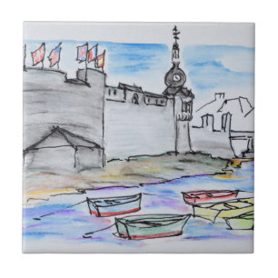City of Concarneau Finistere, Brittany Tile