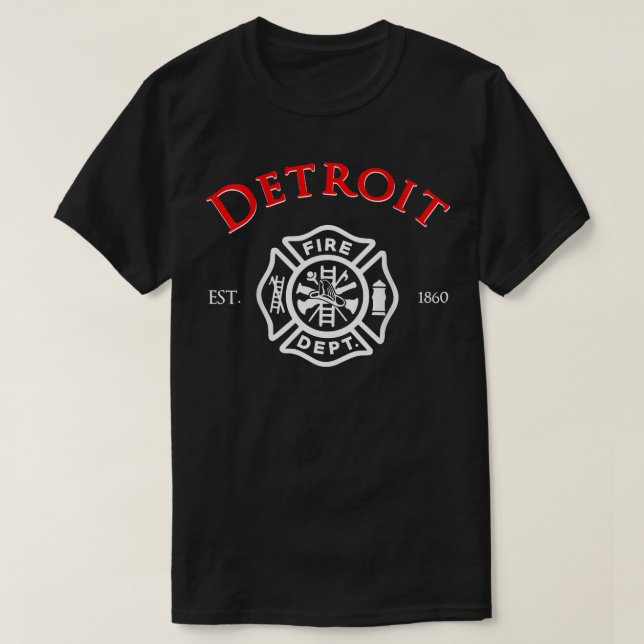 City of Detroit Fire Rescue Michigan Firefighter  T-Shirt (Design Front)