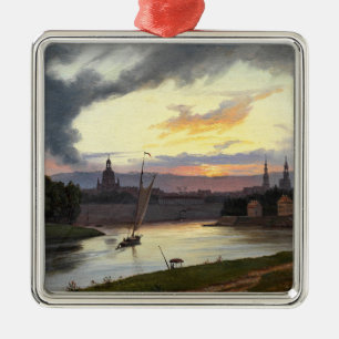 City of Dresden at Sunset (German Landscape) Metal Ornament