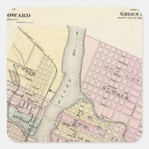 City of Ft Howard, City of Green Bay Square Sticker