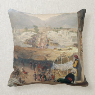 City of Kandahar, its Principal Bazaar and Citadel Throw Pillow