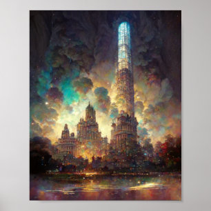 City Of Light Fantasy Sci-Fi Art Poster