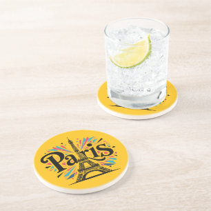 City of Lights: Bold Paris Typography Art Coaster