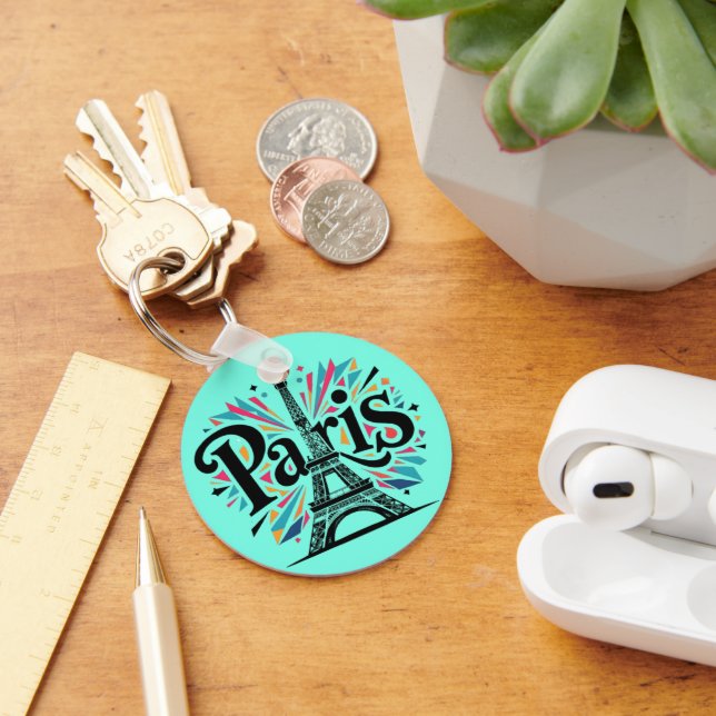 City of Lights: Bold Paris Typography Art Keychain (Desk)