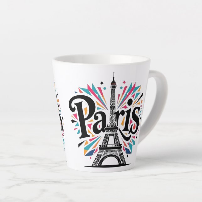 City of Lights: Bold Paris Typography Art Latte Mug (Right Angle)