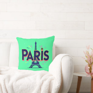City of Lights: Bold Paris Typography Art Throw Pillow
