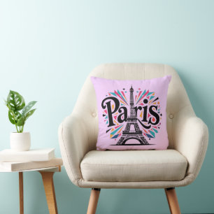 City of Lights: Bold Paris Typography Art Throw Pillow