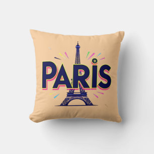 City of Lights: Bold Paris Typography Art Throw Pillow