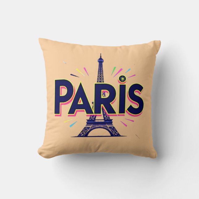 City of Lights: Bold Paris Typography Art Throw Pillow (Front)
