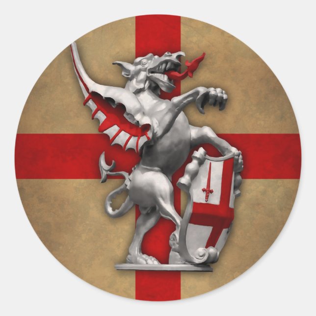 City of London Dragon autocollant rond (Devant)