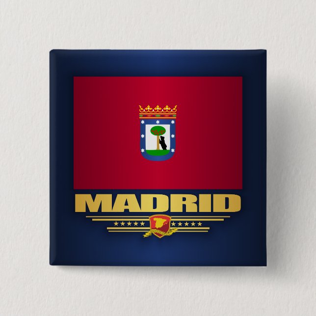 City of Madrid 2 Inch Square Button (Front)