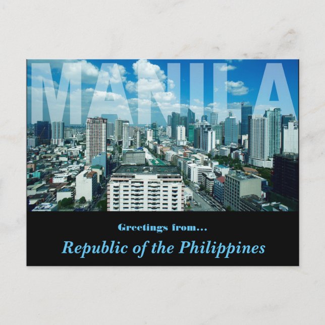 City Of Manila Republic Of The Philippines Design Postcard (Front)