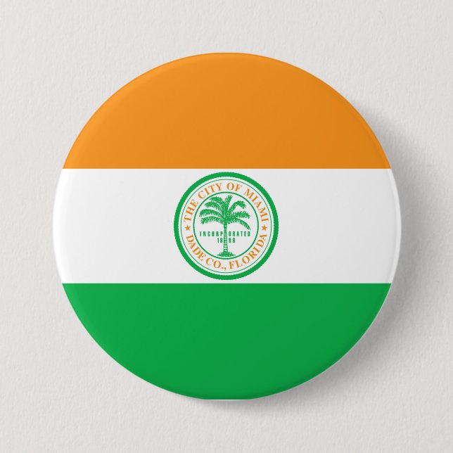 City of Miami (Florida) Flag 3 Inch Round Button (Front)