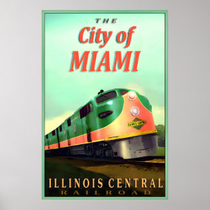 City of Miami Illinois Central Railroad New Poster