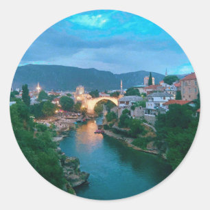 City of Mostar - Bosnia and Herzegovina Classic Round Sticker
