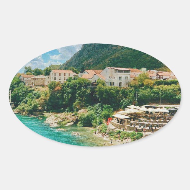 City of Mostar - Bosnia and Herzegovina Oval Sticker (Front)