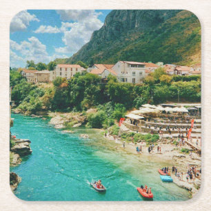 City of Mostar - Bosnia and Herzegovina Square Paper Coaster
