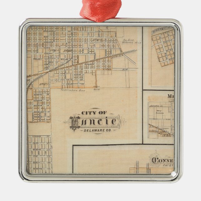 City of Muncie, Delaware Co with Yorktown Metal Ornament (Front)