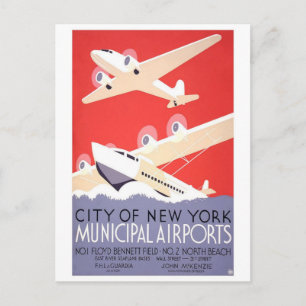 City of New York Municipal Airports Postcard