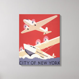 City of New York   Vintage Airplanes WPA Poster Canvas Print
