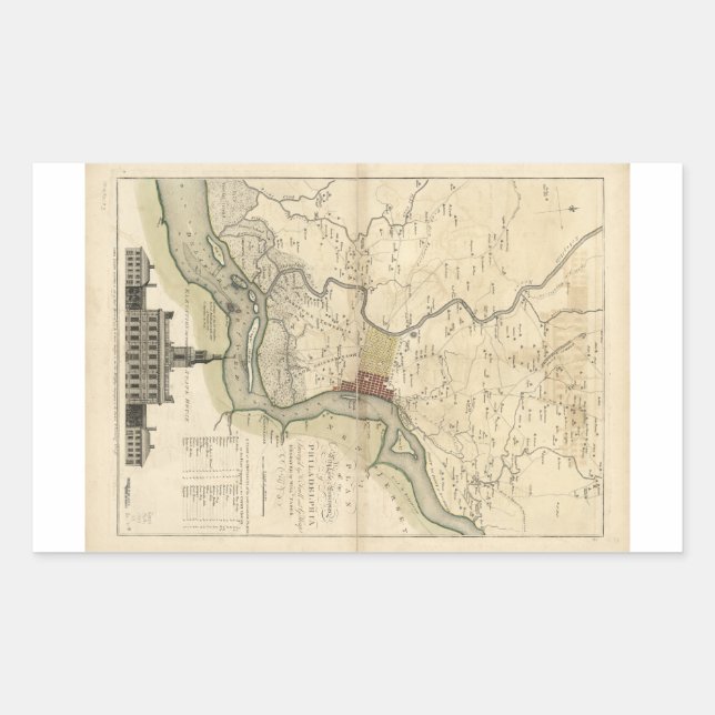 City of Philadelphia Pennsylvania Map (1777) Sticker (Front)
