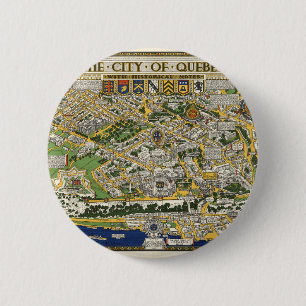 City of Quebec with Historical Notes Vintage map 2 Inch Round Button