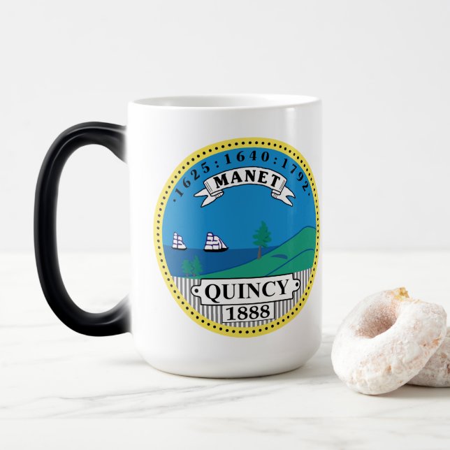 City of Quincy Massachusetts Magic Mug (With Donut)