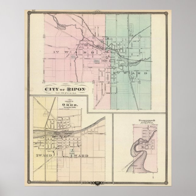 City of Ripon, Village of Omro, Dartford Poster (Front)