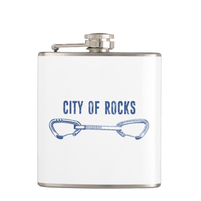 City Of Rocks Idaho Rock Climbing Quickdraw Hip Flask (Front)