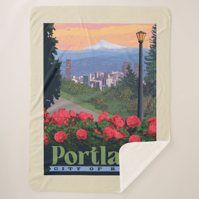 City of Roses | Portland, Oregon Sherpa Blanket (Front)