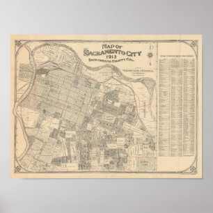 City of Sacramento Map - 1913 Poster