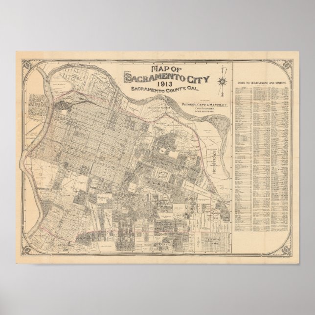 City of Sacramento Map - 1913 Poster (Front)