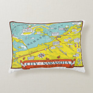 City of Sarasota Map Accent Pillow