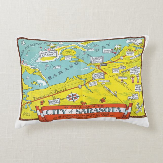 City of Sarasota Map Accent Pillow (Front)