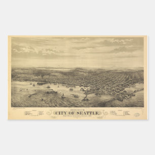 City of Seattle Puget Sound Washington Map (1878) Sticker