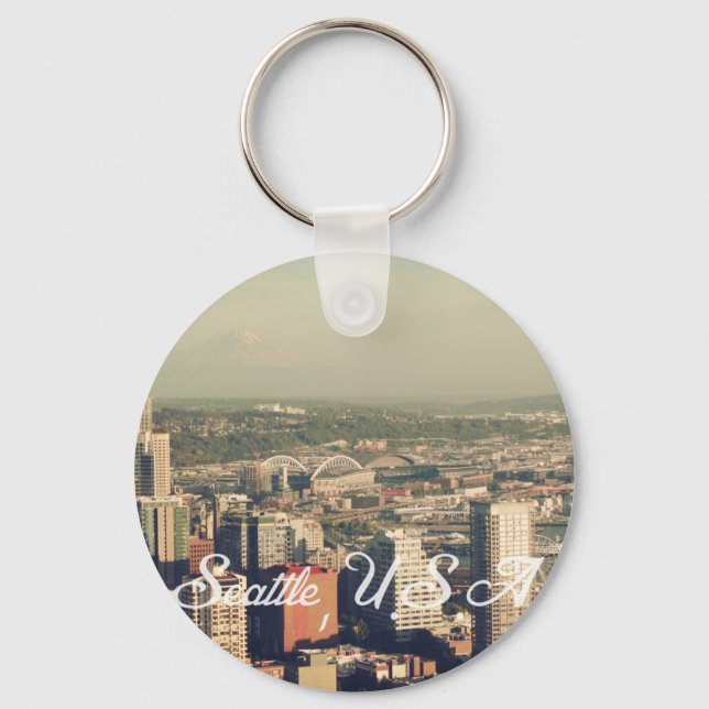 City of Seattle. View from city tower. Landscape Keychain (Front)