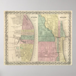 City of St Louis, Missouri City of Chicago Poster