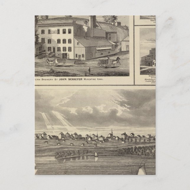 City of Storm Lake brewery, Muscatine bldg Postcard (Front)